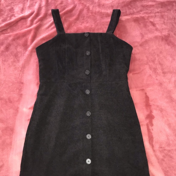 Black Corduroy overall dress with buttons - Picture 1 of 2